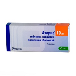 Таблетки Аторис в дозе 10 мг